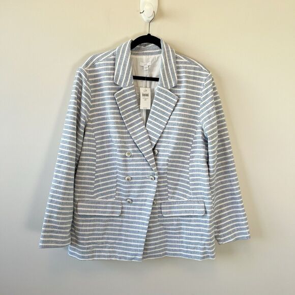 J. Jill Modern Spectator Blazer Blue White Striped Women’s Size 2X NWT’s $159 - Picture 8 of 15